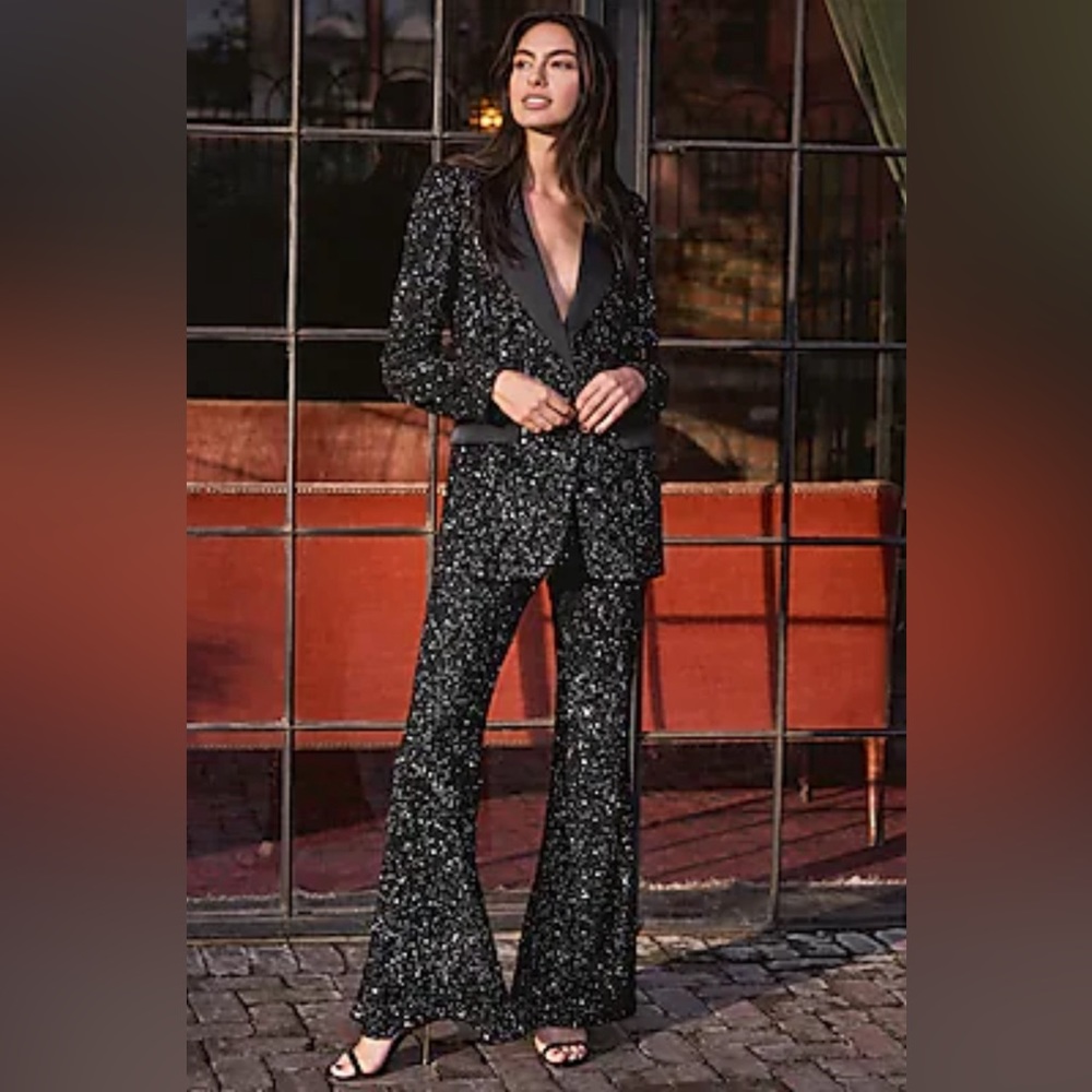 Express women’s suit flare leg with sequins and jacket